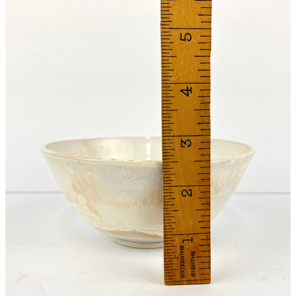 White Porcelain Crystalline Glazed 5.5in Bowl Hand Thrown - Picture 5 of 8